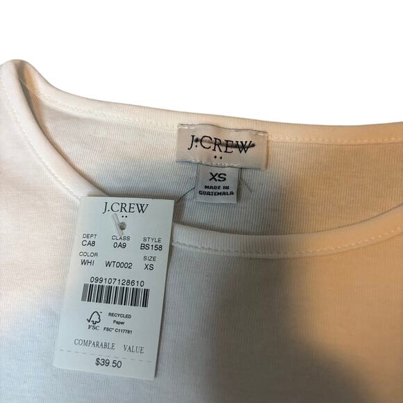 J.Crew Factory White Cotton Elbow Sleeve Slim Scoopneck Tee XS NWT - Picture 4 of 5